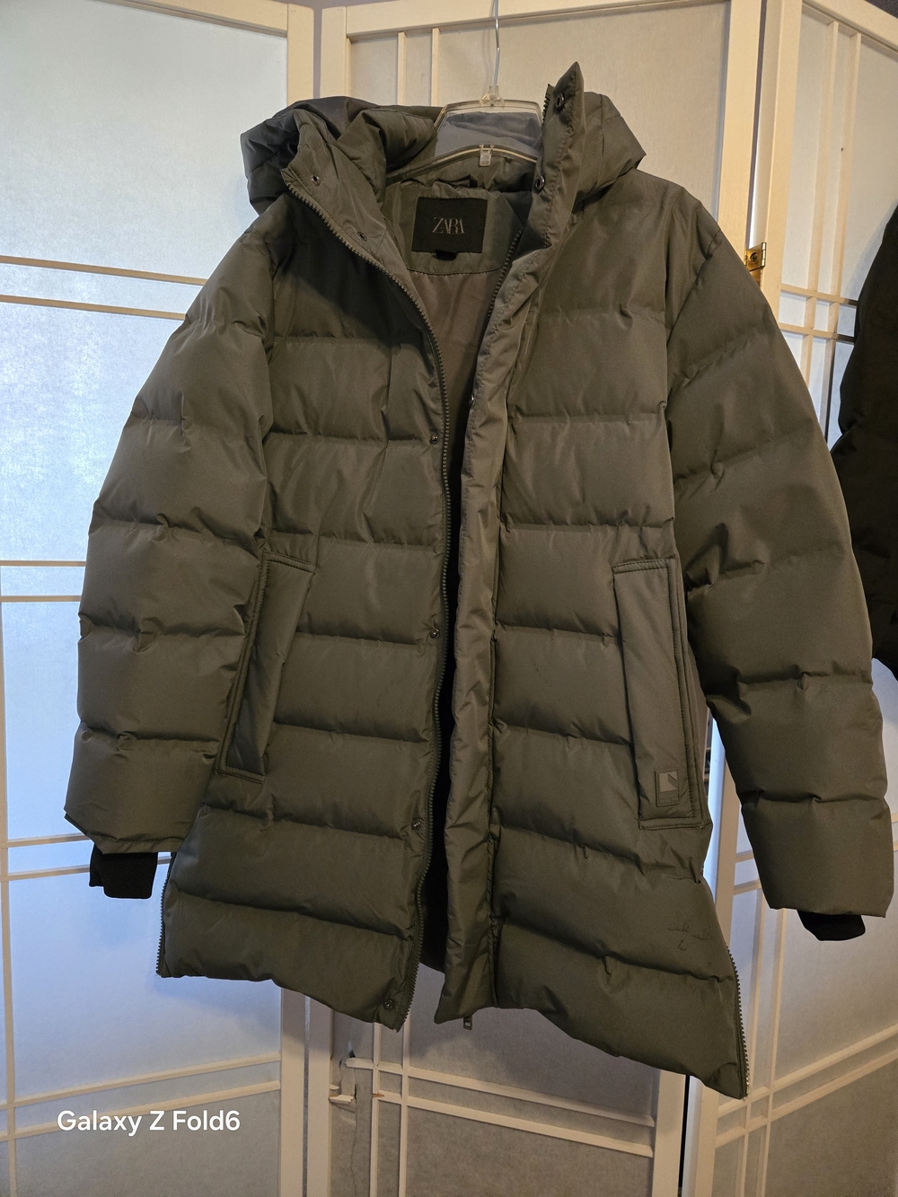 ZARA Girls Olive Green Hooded Puffer Coat /size 13-14/women Small